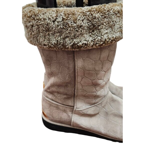 Stuart Weitzman Brown Leather Faux Fur Lined Boot Womens Size 11.5 - Picture 5 of 13